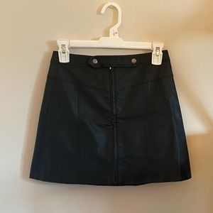 black pleather mini skirt